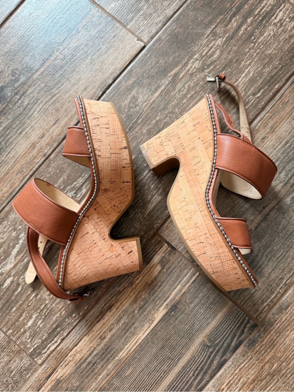 COACH Quartz Leather Platform Sandals Size 37 - Picture 4 of 5